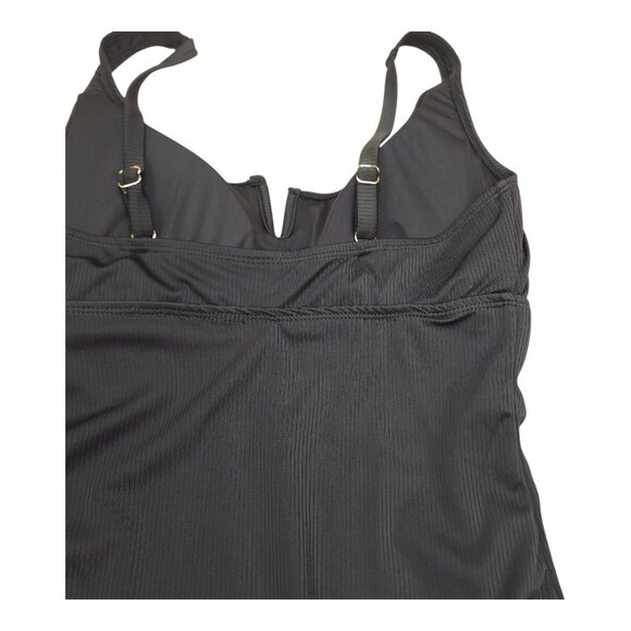 Anne Cole Black One-Piece Swimsuit Medium Adjustable Straps Keyhole Neckline - Picture 13 of 14